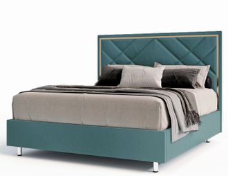 Кровать "Палермо" с молдингом тёмно-бирюзового цвета