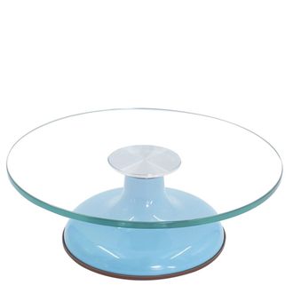 Стеклянный поворотный стол (голубой)