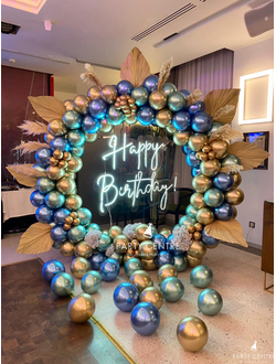 Круг happy birthday  неон