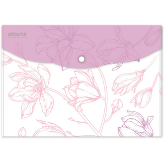 Папка конверт на кнопке А4, 180мкм, Flower Dreams ассорти, 6 шт.уп.