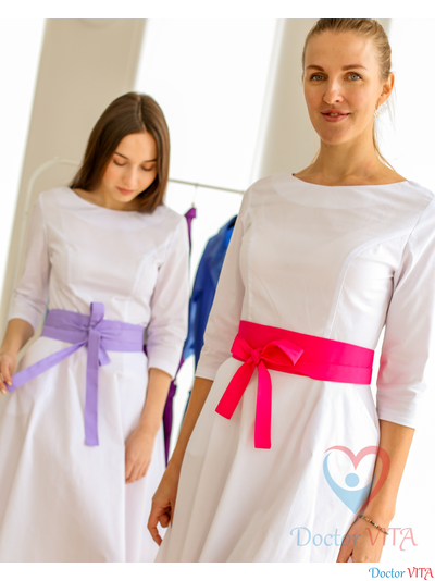 ПЛАТЬЕ DOCLIKE DL315 белое с поясом