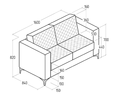 Диван Everprof Aston двухместный Экокожа Черный