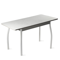 Орион 4 стол раздвижной 900/1250*600*750 мрамор белый/белый муар 1.1