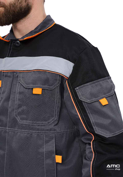 Костюм "РОЛЬФ" куртка/полукомб, цвет: Т.СЕРЫЙ/ЧЕРНЫЙ