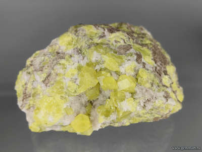 Сера, кальцит кристаллы в полости породы. Россия. 110*95*60мм