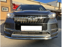 Защита переднего бампера двойная d60/42 для Chery Tiggo 4 рестайлинг (2018-2024)