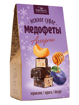 Берестов Медофеты Ассорти с йогуртом/курагой/черносливом и медом,150г