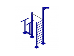 Уличный тренажерный комплекс перекладина, брусья, лестница, канат AVU048