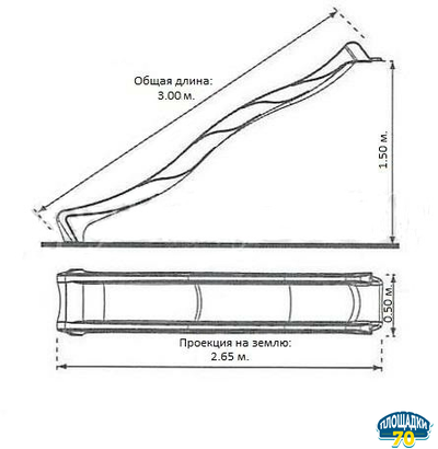 Горка детская - скат S-line (С-лайн) 3 метра желтый