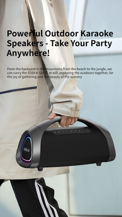 Караоке - система SODLK S1617 320W BLUETOOTH аккумуляторная с двумя беспроводными микрофонами