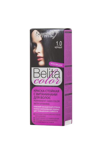Краска стойкая с витаминами для волос серии "Belita сolor" № 1.0 Черный