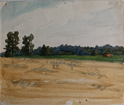 "Осень в городе" бумага акварель Попенков Я.И. 1980-е годы