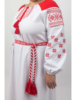 Платье льняное славянское с вышивкой. Русская поликовая рубаха