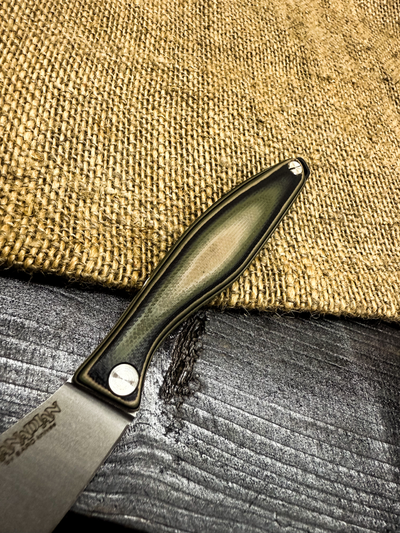 Фрикционный складной нож Канадец Малый сталь ELMAX, рукоять G10 тайга