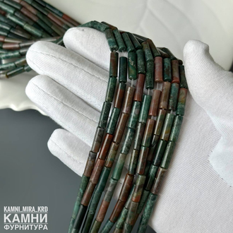 "Индийский агат" халцедон с включениями трубочки 4х13 мм, цена за нить 19 см