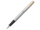 Набор PARKER "Jotter Stainless Steel GT": шариковая ручка синяя и перьевая ручка, 2093257