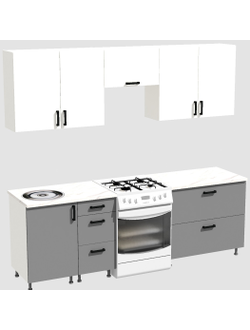 Кухня Эконом 1,8 метра (900х900) Цвет: Белый/Базальт