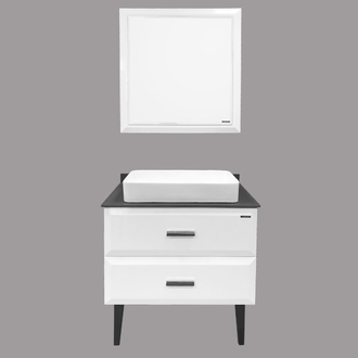 Тумба-умывальник "Империя-80" белый глянец с графитовой столешницей, с раковиной COMFORTY 78189