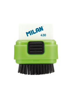 Ластик каучуковый Milan Compact в пластиковом чехле с щёткой, цв в асс
