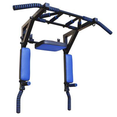 Турник брусья пресс 3 в 1  PROFI Мультихват разборный. Металл чёрный подушки синии.