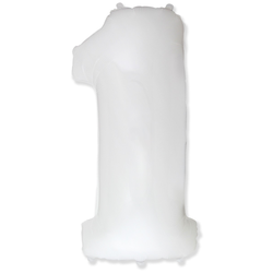 Воздушный шар фольгированный "ЦИФРА 1. Белый" 102 см.