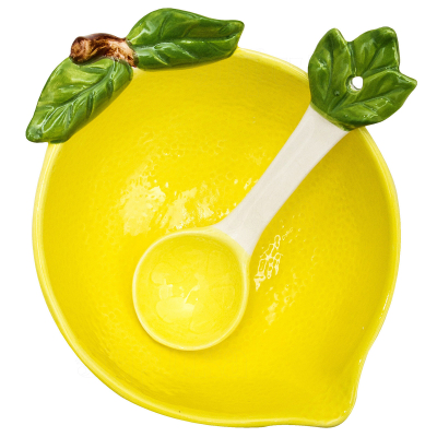 Салатник фарфоровый с ложкой Лимон