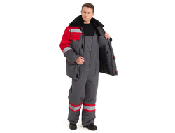 Костюм утеплённый "НОВА" куртка+п/к, цв. СЕР./красный