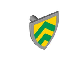 Minifigure, Shield Triangular Short with Green Chevrons on Yellow Background Pattern, Light Bluish Gray (3846pb059 6428491)
