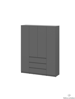 Денвер Шкаф четырехстворчатый Графит серый