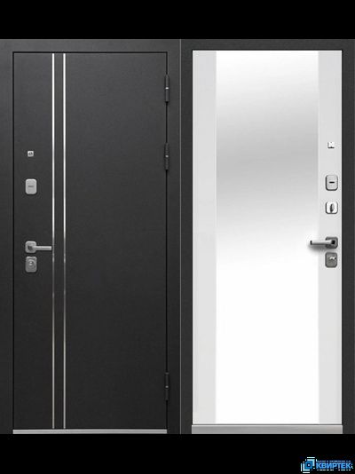 Дверь входная металлическая Luxor Букле чёрный Зеркало купить в Челябинске | КВИРТЕК