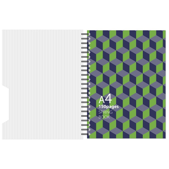 Бизнес-тетрадь Attache Selection А4,150л, клетка, спираль, SPRING BOOK сине-зеленый 84231