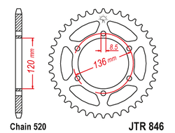 Звезда ведомая JT JTR846.38 (JTR846-38) (R846-38) для Yamaha Road