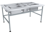 Стол для доочистки картофеля ПищТех СРОд-1350х800х700 (5 нерж. ёмк.-2 съёмные) каркас: труба окрашен