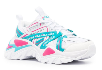 Кроссовки FIla Electrowave белые с розовым и голубым женские