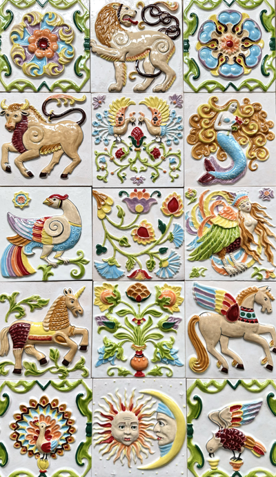 Изразцовая плитка "Мифические знаки" // 15*15