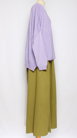 ДЖЕМПЕР-ПУЛОВЕР "КИМОНО ЛЮРЕКС "длинный рукав лаванда, чайная роза  р.50-56