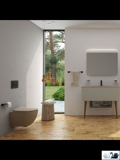 Чаша унитаза Creavit Free Cappucino FE322-11CM00E-0000, подвесная безободковая, бежевая, круглая форма, скрытый крепеж