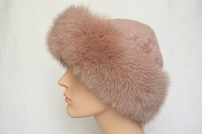 Вязаная шапка кашемир Италия Vizio с отделкой мехом песца фото