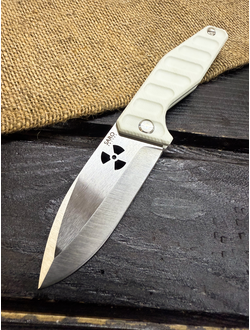 Фрикционный складной нож Атом-1 сталь AUS10, рукоять G10 белый