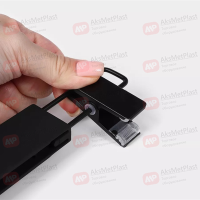 C320B Вешалка деревянная черная с зажимами и крючком L=320 мм