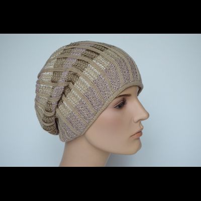 Берет демисезонный вязаный Vizio Италия 7046 бежевый