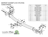 ТСУ Leader Plus для Toyota Harrier (2003-2013), с нерж. пластиной, L101-F(N)