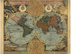 Картина обогреватель, фото старинной карты Карта мира 1716