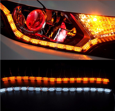 ДХО с бегающим поворотником, 16LED, комплект 2шт
