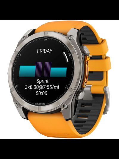 Часы Garmin Fenix 8 -51mm Sapphire Titan Spark Orange / Graphite