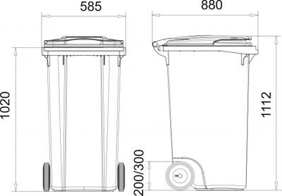 Чертеж мусорного контейнера 360 литров