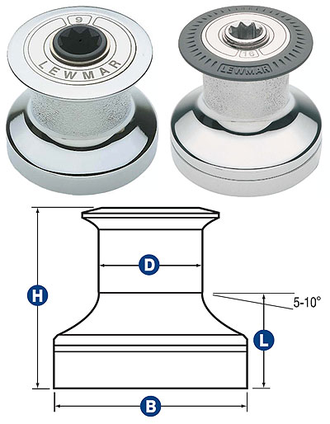 Шкотовая лебедка LEWMAR размер 16, хромированная, двухскоростная