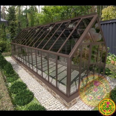 Базовая комплектация теплицы из стекла и алюминия ЧЕСТЕРФИЛД  размером 10000 х 3000 мм