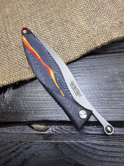 Фрикционный складной нож Канадец Большой сталь ELMAX, рукоять G10/микарта молния