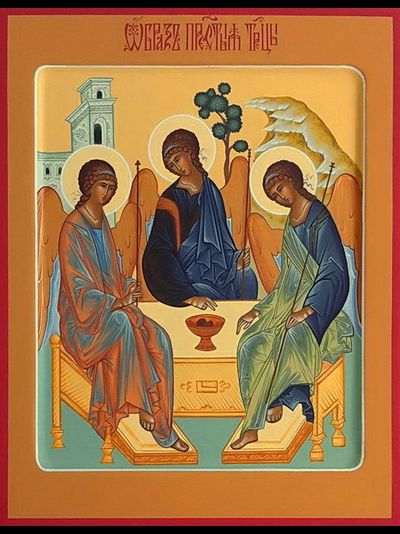 Троица Пресвятая. Рукописная икона. 22х28см.